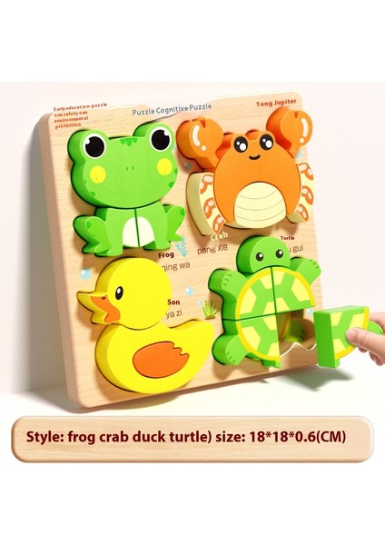 Çocuk Üç Boyutlu Ahşap Puzzle Tahtası Bebek Montessori Erken Eğitim Eşleştirme Hayvan Şekli Blokları Hediye Oyuncaklar (Yurt Dışından)