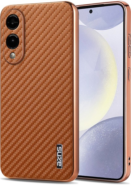Samsung Galaxy S25 Edge Galvanik Karbon Fiber Doku Pu + Tpu Telefon Kılıfı (Yurt Dışından)