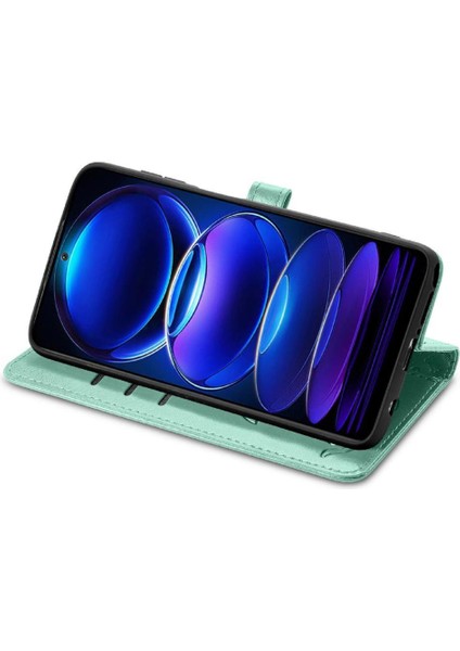 Xiaomi Redmi Note 12 Pro Sevimli Kedi Kabartmalı Premium Pu Deri Flip Darbeye Dayanıklı Cüzdan Manyetik Kılıf Kapağı Kart Yuvaları ile (Yurt Dışından)