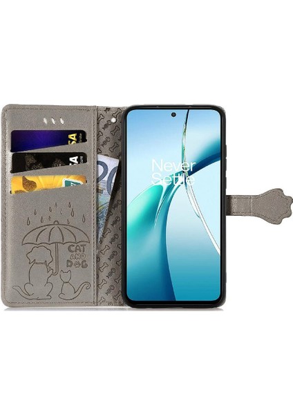 Oneplus 13 Sevimli Kedi Kabartmalı Premium Pu Deri Flip Darbeye Dayanıklı Cüzdan Manyetik Kılıf Kapağı Kart Yuvaları ile (Yurt Dışından)