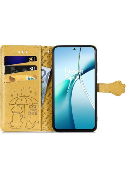 Oneplus 13 Sevimli Kedi Kabartmalı Premium Pu Deri Flip Darbeye Dayanıklı Cüzdan Manyetik Kılıf Kapağı Kart Yuvaları ile (Yurt Dışından)