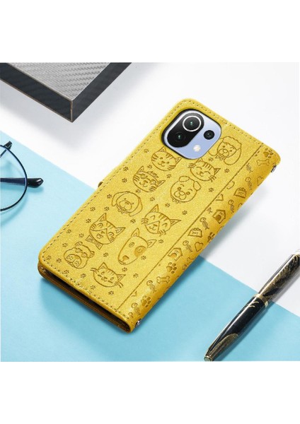 Xiaomi 11 Lite Sevimli Kedi Kabartmalı Premium Pu Deri Flip Darbeye Dayanıklı Cüzdan Manyetik Kılıf Kapağı Kart Yuvaları ile (Yurt Dışından) fırsatları