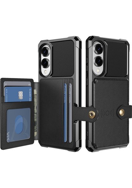 Samsung Galaxy S25 Edge Pu Deri + Tpu Telefon Arka Kapağı Kart Tutucu ile (Yurt Dışından)