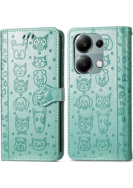 Xiaomi Redmi Note 13 Pro 4g Sevimli Kedi Kabartmalı Premium Pu Deri Flip Darbeye Dayanıklı Cüzdan Manyetik Kılıf Kapağı Kart Yuvaları ile (Yurt Dışından)