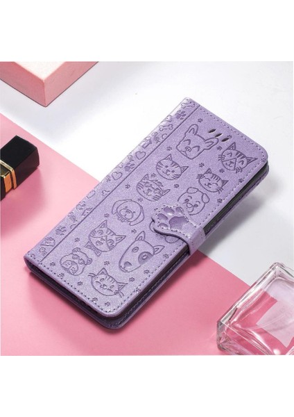 iPhone 16 Pro Sevimli Kedi Kabartmalı Premium Pu Deri Flip Darbeye Dayanıklı Cüzdan Manyetik Kılıf Kapağı Kart Yuvaları ile (Yurt Dışından)