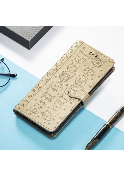 iPhone 14 Plus Sevimli Kedi Kabartmalı Premium Pu Deri Flip Darbeye Dayanıklı Cüzdan Manyetik Kılıf Kapağı Kart Yuvaları ile (Yurt Dışından)