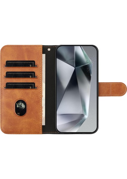 Samsung Galaxy S25 Edge Stand Kılıf Pu Deri Cüzdan Telefon Kılıfı Kayışlı (Yurt Dışından)