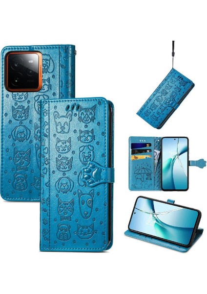 Realme Gt 7 Pro Sevimli Kedi Kabartmalı Premium Pu Deri Flip Darbeye Dayanıklı Cüzdan Manyetik Kılıf Kapağı Kart Yuvaları ile (Yurt Dışından)