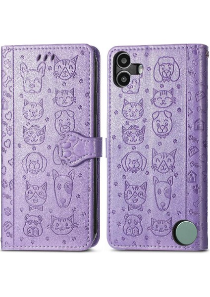 Nothing Cmf Phone 1 Sevimli Kedi Kabartmalı Premium Pu Deri Flip Darbeye Dayanıklı Cüzdan Manyetik Kılıf Kapağı Kart Yuvaları ile (Yurt Dışından)