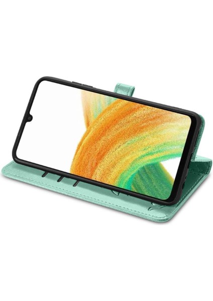 Samsung Galaxy A13 4g Sevimli Kedi Kabartmalı Premium Pu Deri Flip Darbeye Dayanıklı Cüzdan Manyetik Kılıf Kapağı Kart Yuvaları ile (Yurt Dışından)