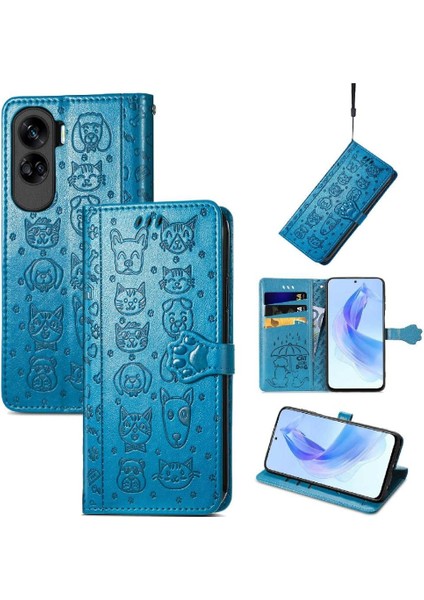 Honor 90 Lite Sevimli Kedi Kabartmalı Premium Pu Deri Flip Darbeye Dayanıklı Cüzdan Manyetik Kılıf Kapağı Kart Yuvaları ile (Yurt Dışından)