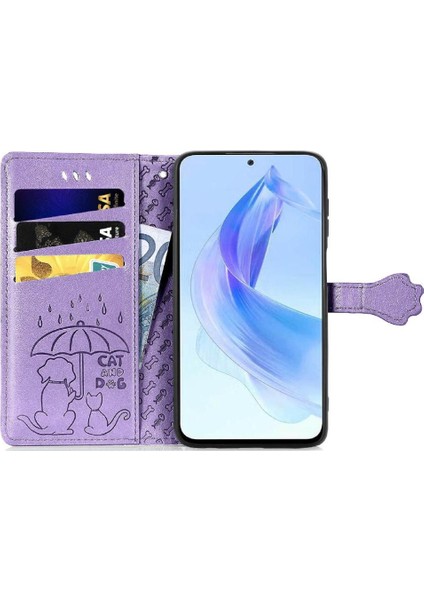 Honor 90 Lite Sevimli Kedi Kabartmalı Premium Pu Deri Flip Darbeye Dayanıklı Cüzdan Manyetik Kılıf Kapağı Kart Yuvaları ile (Yurt Dışından) fırsatları
