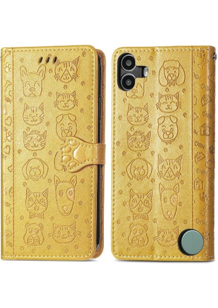 Nothing Cmf Phone 1 Sevimli Kedi Kabartmalı Premium Pu Deri Flip Darbeye Dayanıklı Cüzdan Manyetik Kılıf Kapağı Kart Yuvaları ile (Yurt Dışından)