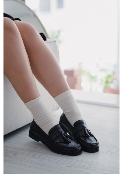 Kadın Loafer Püsküllü Günlük Ayakkabı Loriza Siyah