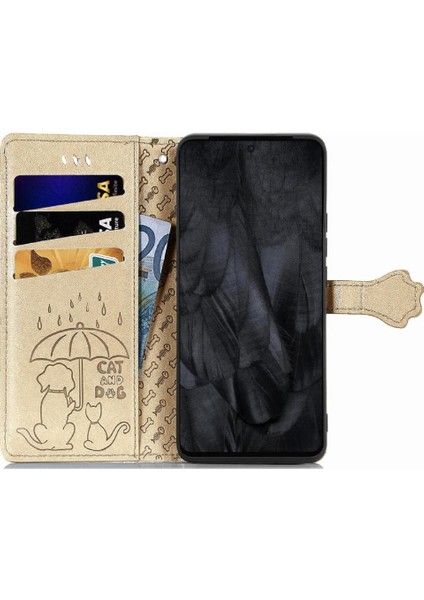 Google Pixel 8 Pro Sevimli Kedi Kabartmalı Premium Pu Deri Flip Darbeye Dayanıklı Cüzdan Manyetik Kılıf Kapağı Kart Yuvaları ile (Yurt Dışından)