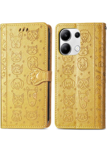 Xiaomi Redmi Note 13 4g Sevimli Kedi Kabartmalı Premium Pu Deri Flip Darbeye Dayanıklı Cüzdan Manyetik Kılıf Kapağı Kart Yuvaları ile (Yurt Dışından)