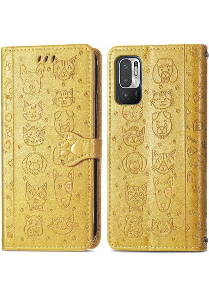 Xiaomi Redmi Note 10 5g Sevimli Kedi Kabartmalı Premium Pu Deri Flip Darbeye Dayanıklı Cüzdan Manyetik Kılıf Kapağı Kart Yuvaları ile (Yurt Dışından)