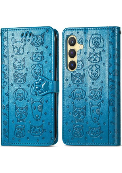 Samsung Galaxy S25 Plus Sevimli Kedi Kabartmalı Premium Pu Deri Flip Darbeye Dayanıklı Cüzdan Manyetik Kılıf Kapağı Kart Yuvaları ile (Yurt Dışından)