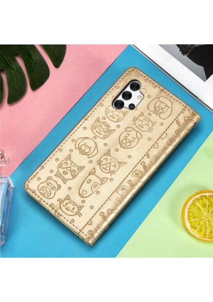 Samsung Galaxy A32 5g Sevimli Kedi Kabartmalı Premium Pu Deri Flip Darbeye Dayanıklı Cüzdan Manyetik Kılıf Kapağı Kart Yuvaları ile (Yurt Dışından)