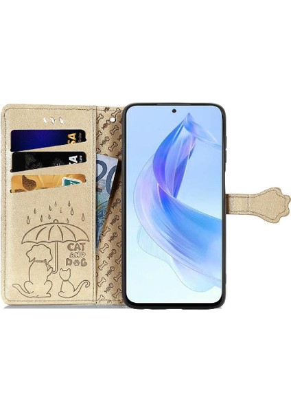 Honor 90 Lite Sevimli Kedi Kabartmalı Premium Pu Deri Flip Darbeye Dayanıklı Cüzdan Manyetik Kılıf Kapağı Kart Yuvaları ile (Yurt Dışından) modelleri