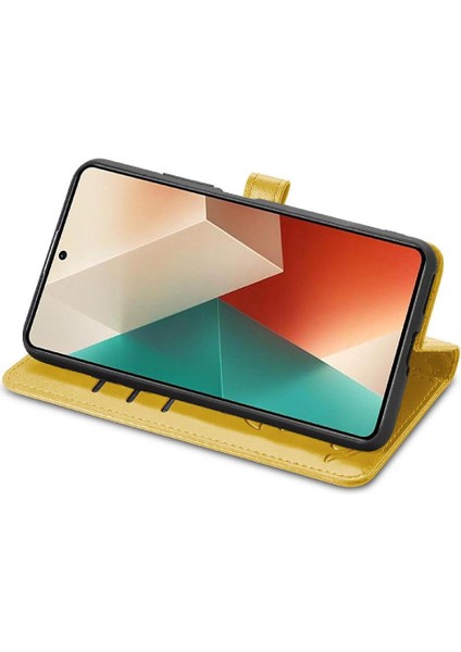Xiaomi Redmi Note 13 4g Sevimli Kedi Kabartmalı Premium Pu Deri Flip Darbeye Dayanıklı Cüzdan Manyetik Kılıf Kapağı Kart Yuvaları ile (Yurt Dışından)