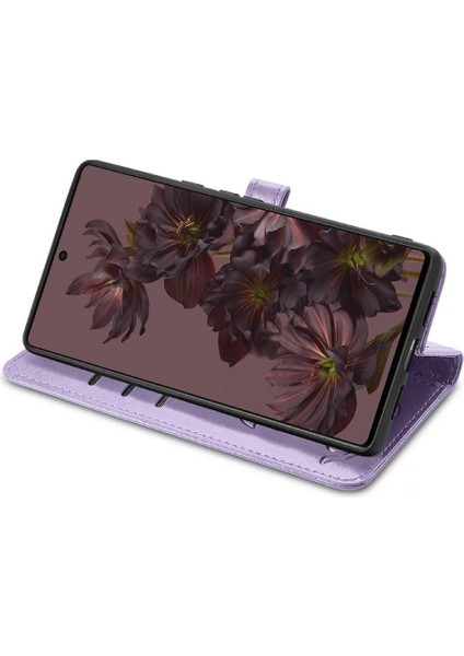 Google Pixel 7 Pro Sevimli Kedi Kabartmalı Premium Pu Deri Flip Darbeye Dayanıklı Cüzdan Manyetik Kılıf Kapağı Kart Yuvaları ile (Yurt Dışından)