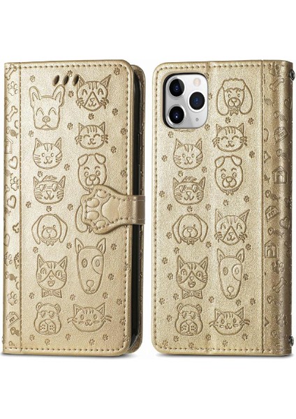 iPhone 11 Promax Sevimli Kedi Kabartmalı Premium Pu Deri Flip Darbeye Dayanıklı Cüzdan Manyetik Kılıf Kapağı Kart Yuvaları ile (Yurt Dışından)