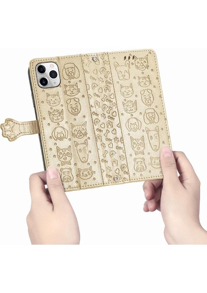 iPhone 11 Promax Sevimli Kedi Kabartmalı Premium Pu Deri Flip Darbeye Dayanıklı Cüzdan Manyetik Kılıf Kapağı Kart Yuvaları ile (Yurt Dışından)