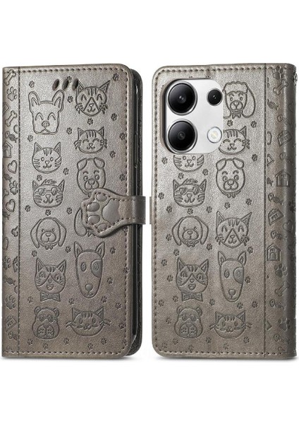 Xiaomi Redmi Note 13 4g Sevimli Kedi Kabartmalı Premium Pu Deri Flip Darbeye Dayanıklı Cüzdan Manyetik Kılıf Kapağı Kart Yuvaları ile (Yurt Dışından)