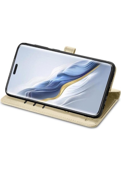 Honor Magic 6 Pro Sevimli Kedi Kabartmalı Premium Pu Deri Flip Darbeye Dayanıklı Cüzdan Manyetik Kılıf Kapağı Kart Yuvaları ile (Yurt Dışından)