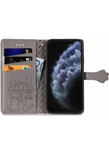 iPhone 11 Promax Sevimli Kedi Kabartmalı Premium Pu Deri Flip Darbeye Dayanıklı Cüzdan Manyetik Kılıf Kapağı Kart Yuvaları ile (Yurt Dışından)