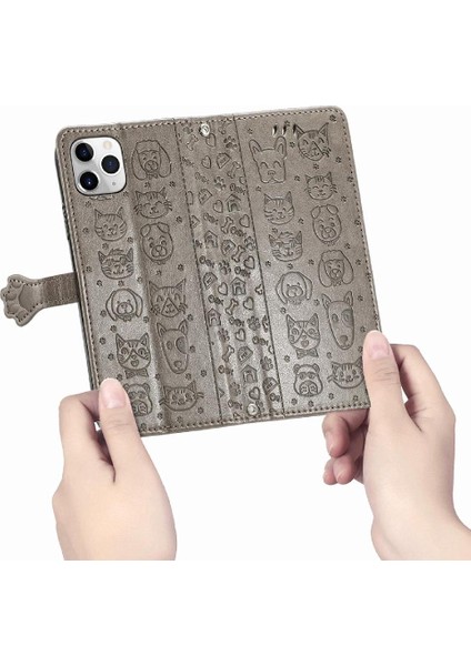 iPhone 11 Promax Sevimli Kedi Kabartmalı Premium Pu Deri Flip Darbeye Dayanıklı Cüzdan Manyetik Kılıf Kapağı Kart Yuvaları ile (Yurt Dışından)
