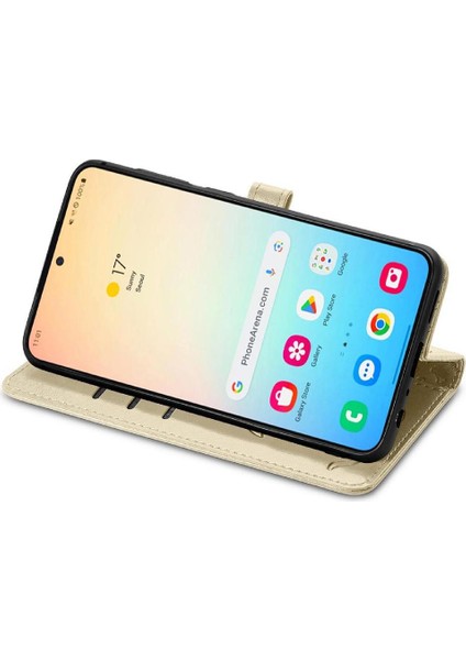 Samsung Galaxy S25 Plus Sevimli Kedi Kabartmalı Premium Pu Deri Flip Darbeye Dayanıklı Cüzdan Manyetik Kılıf Kapağı Kart Yuvaları ile (Yurt Dışından)