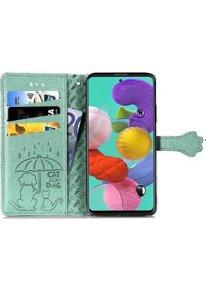 Samsung Galaxy A51 5g Sevimli Kedi Kabartmalı Premium Pu Deri Flip Darbeye Dayanıklı Cüzdan Manyetik Kılıf Kapağı Kart Yuvaları ile (Yurt Dışından)