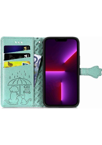 iPhone 13 Pro Sevimli Kedi Kabartmalı Premium Pu Deri Flip Darbeye Dayanıklı Cüzdan Manyetik Kılıf Kapağı Kart Yuvaları ile (Yurt Dışından) indirimleri
