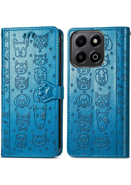Honor 200 Smart Sevimli Kedi Kabartmalı Premium Pu Deri Flip Darbeye Dayanıklı Cüzdan Manyetik Kılıf Kapağı Kart Yuvaları ile (Yurt Dışından)