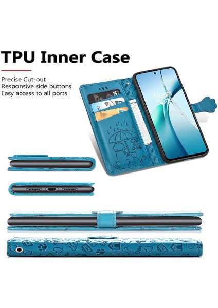 Honor 200 Smart Sevimli Kedi Kabartmalı Premium Pu Deri Flip Darbeye Dayanıklı Cüzdan Manyetik Kılıf Kapağı Kart Yuvaları ile (Yurt Dışından)