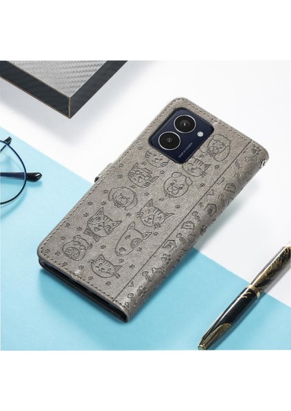 Hmd Pulse Pro Sevimli Kedi Kabartmalı Premium Pu Deri Flip Darbeye Dayanıklı Cüzdan Manyetik Kılıf Kapağı Kart Yuvaları ile (Yurt Dışından)