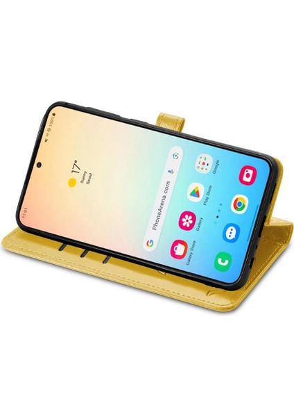 Samsung Galaxy S25 Sevimli Kedi Kabartmalı Premium Pu Deri Flip Darbeye Dayanıklı Cüzdan Manyetik Kılıf Kapağı Kart Yuvaları ile (Yurt Dışından)