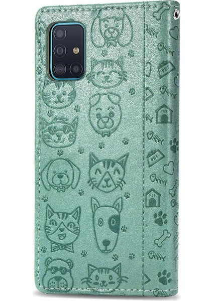 Samsung Galaxy A51 5g Sevimli Kedi Kabartmalı Premium Pu Deri Flip Darbeye Dayanıklı Cüzdan Manyetik Kılıf Kapağı Kart Yuvaları ile (Yurt Dışından)