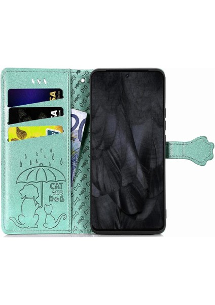 Google Pixel 8 Pro Sevimli Kedi Kabartmalı Premium Pu Deri Flip Darbeye Dayanıklı Cüzdan Manyetik Kılıf Kapağı Kart Yuvaları ile (Yurt Dışından)