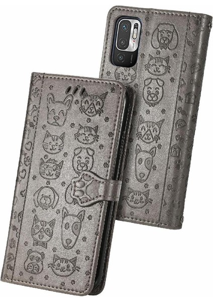 Xiaomi Redmi Note 10 5g Sevimli Kedi Kabartmalı Premium Pu Deri Flip Darbeye Dayanıklı Cüzdan Manyetik Kılıf Kapağı Kart Yuvaları ile (Yurt Dışından)