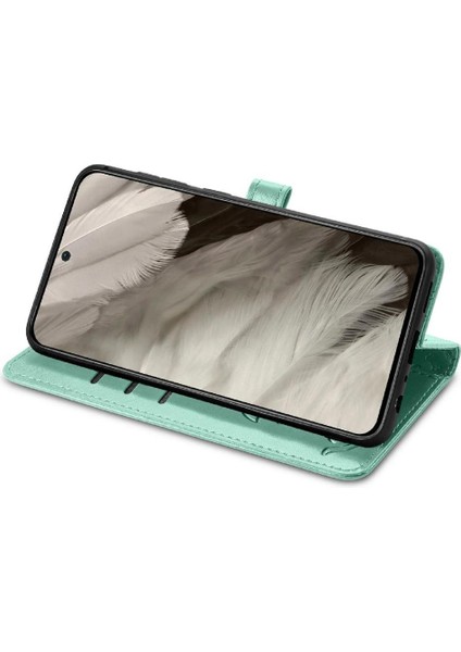 Google Pixel 8 Sevimli Kedi Kabartmalı Premium Pu Deri Flip Darbeye Dayanıklı Cüzdan Manyetik Kılıf Kapağı Kart Yuvaları ile (Yurt Dışından)