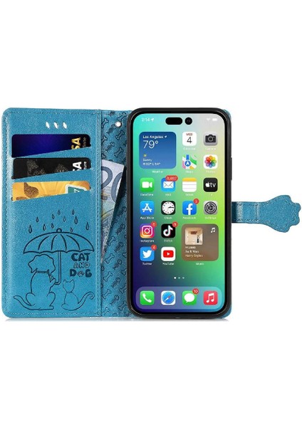 iPhone 14 Sevimli Kedi Kabartmalı Premium Pu Deri Flip Darbeye Dayanıklı Cüzdan Manyetik Kılıf Kapağı Kart Yuvaları ile (Yurt Dışından) modelleri