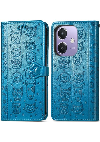Oppo A40 4g Sevimli Kedi Kabartmalı Premium Pu Deri Flip Darbeye Dayanıklı Cüzdan Manyetik Kılıf Kapağı Kart Yuvaları ile (Yurt Dışından)
