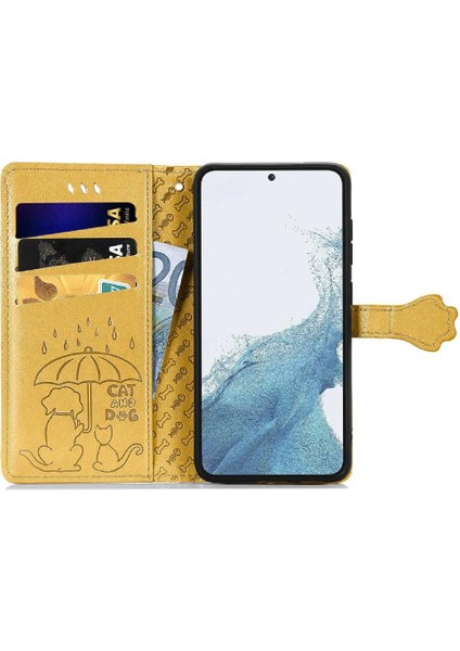 Samsung Galaxy S23 Sevimli Kedi Kabartmalı Premium Pu Deri Flip Darbeye Dayanıklı Cüzdan Manyetik Kılıf Kapağı Kart Yuvaları ile (Yurt Dışından) modelleri