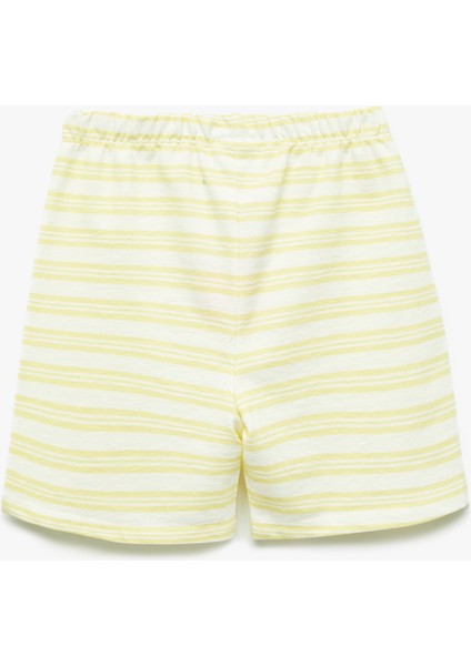 Pamuklu Beli Bağlamalı Çizgili Şort fiyatları