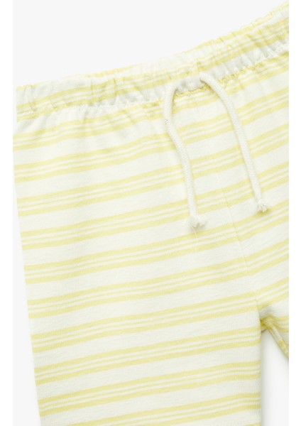 Pamuklu Beli Bağlamalı Çizgili Şort modelleri