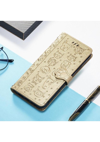 iPhone 12 / 12 Pro Sevimli Kedi Kabartmalı Premium Pu Deri Flip Darbeye Dayanıklı Cüzdan Manyetik Kılıf Kapağı Kart Yuvaları ile (Yurt Dışından) fırsatları