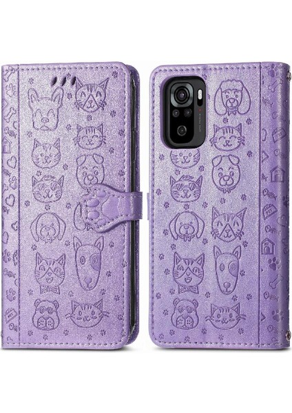 Xiaomi Redmi Note 10 4g Sevimli Kedi Kabartmalı Premium Pu Deri Flip Darbeye Dayanıklı Cüzdan Manyetik Kılıf Kapağı Kart Yuvaları ile (Yurt Dışından)
